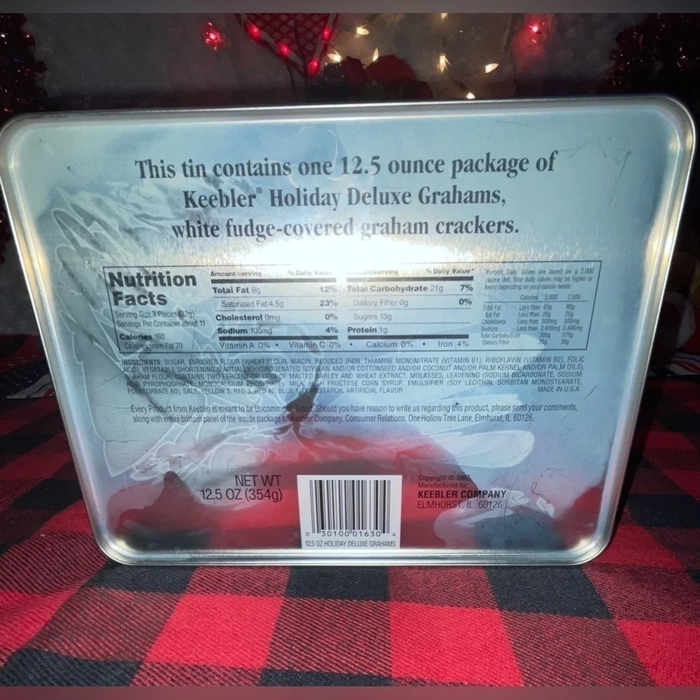 KEEBLER Vintage Holiday Cookies Tin 8 X 6 X 2